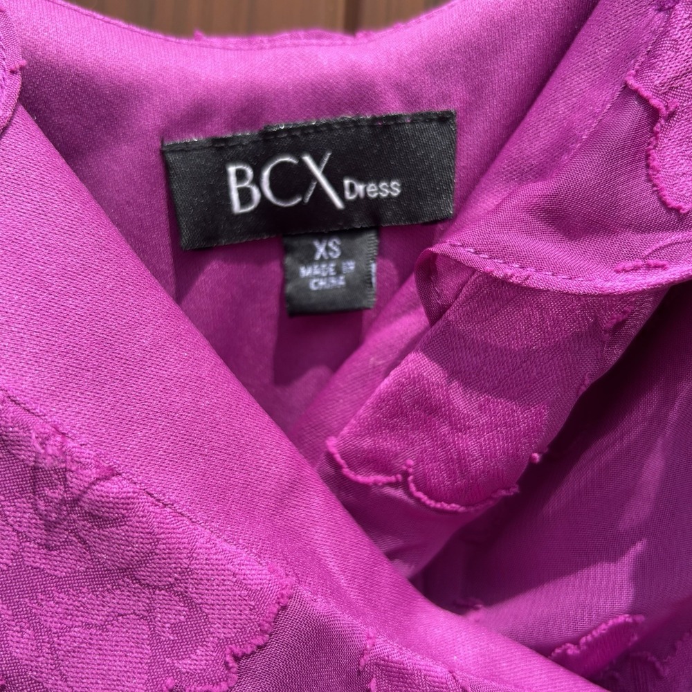 BCX Off-The-Shoulder Ruffled Asymmetrical-Hem Jacquard Dress Women's XS Pink NWT - Picture 5 of 10